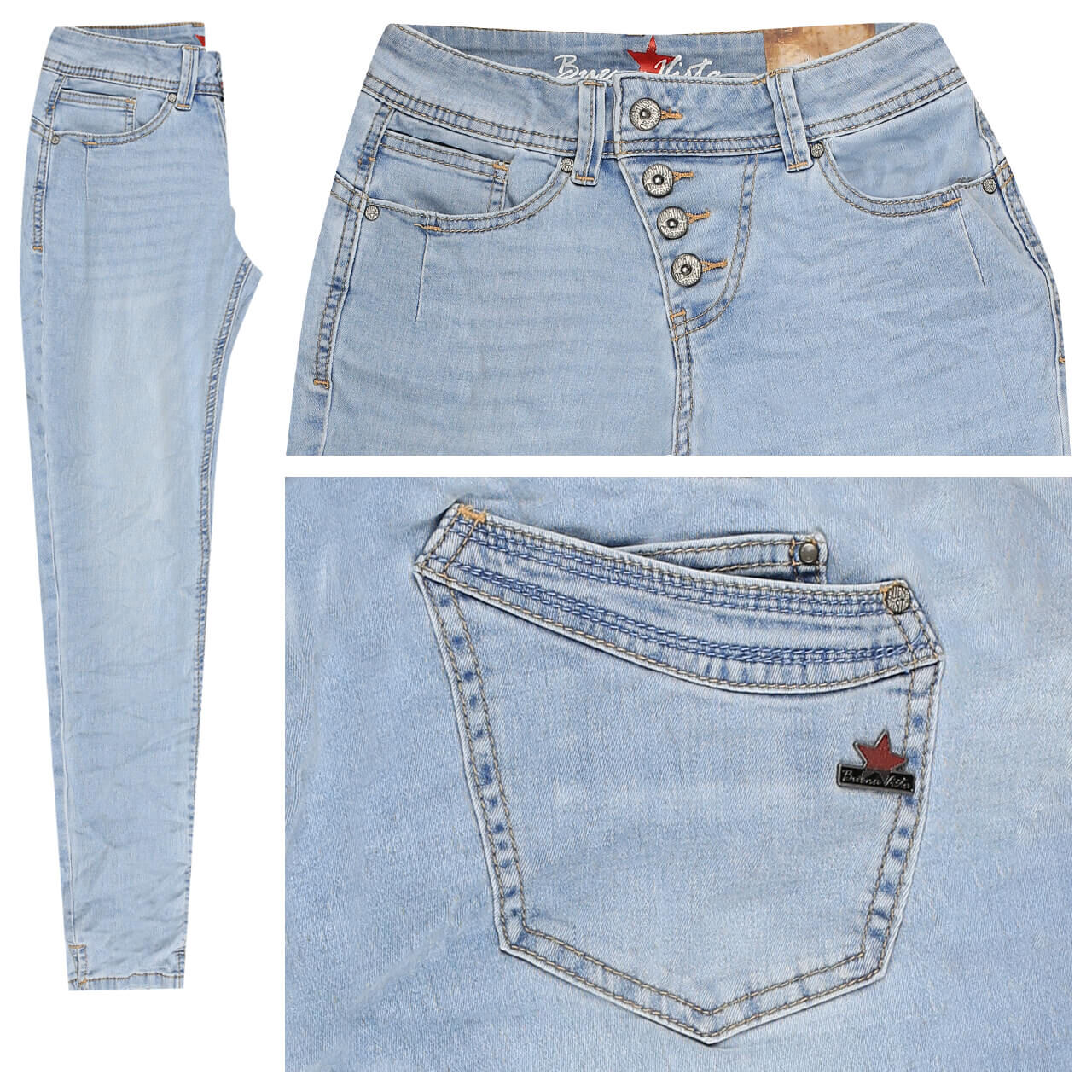 Buena Vista Jeans Malibu 7/8 Cozy Denim für Damen in Hellblau verwaschen, FarbNr.: 6027