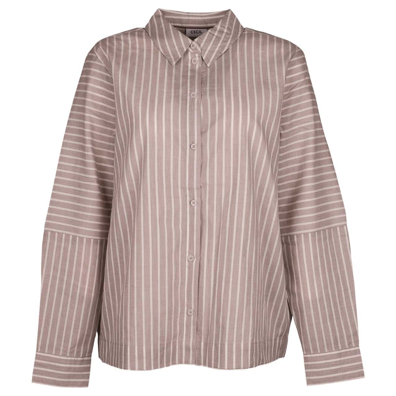 Cecil Damen Langarm Bluse Stripe urban taupe