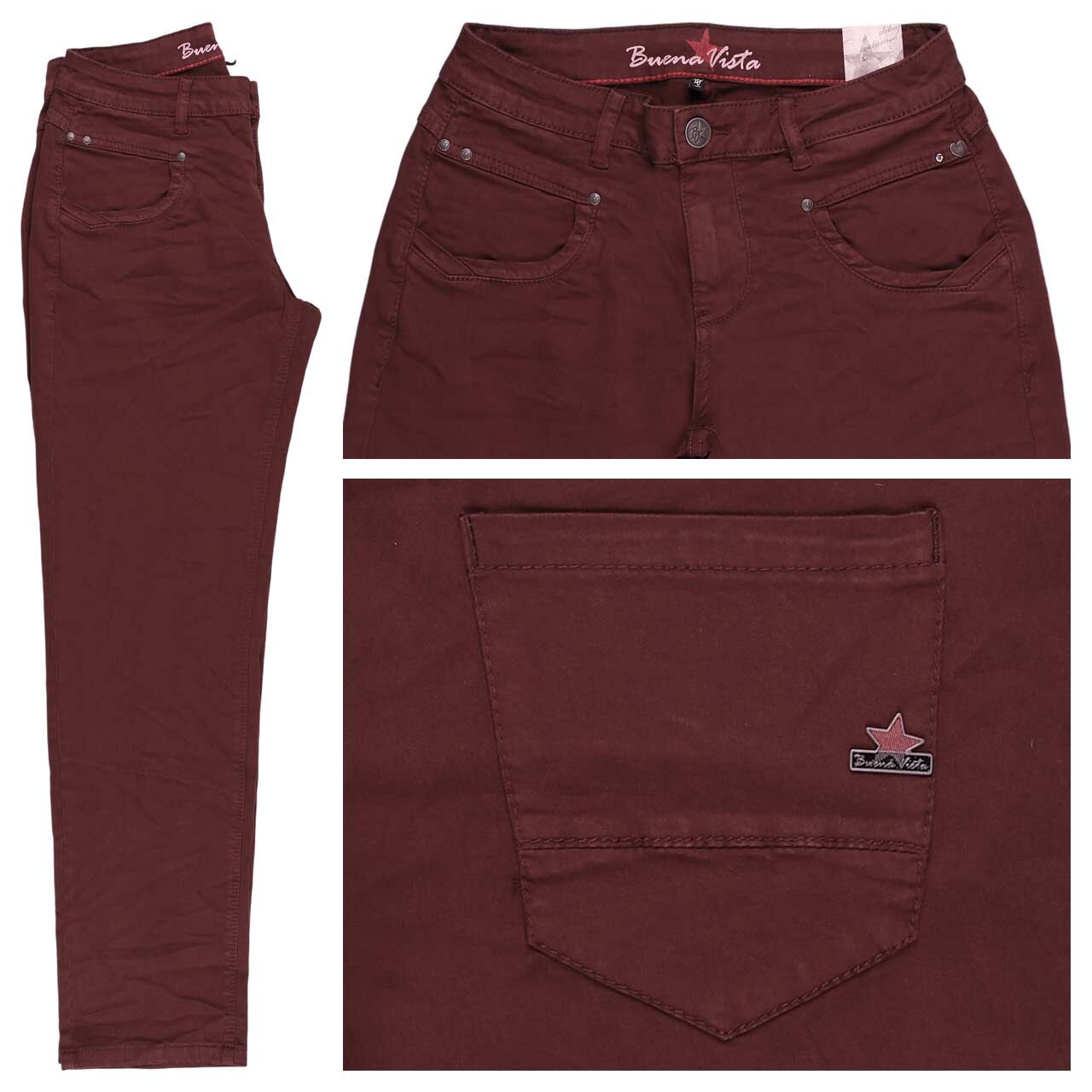 Buena Vista Anna C Straight Cropped Stretch Twill Ankle Baumwollhose bordeaux