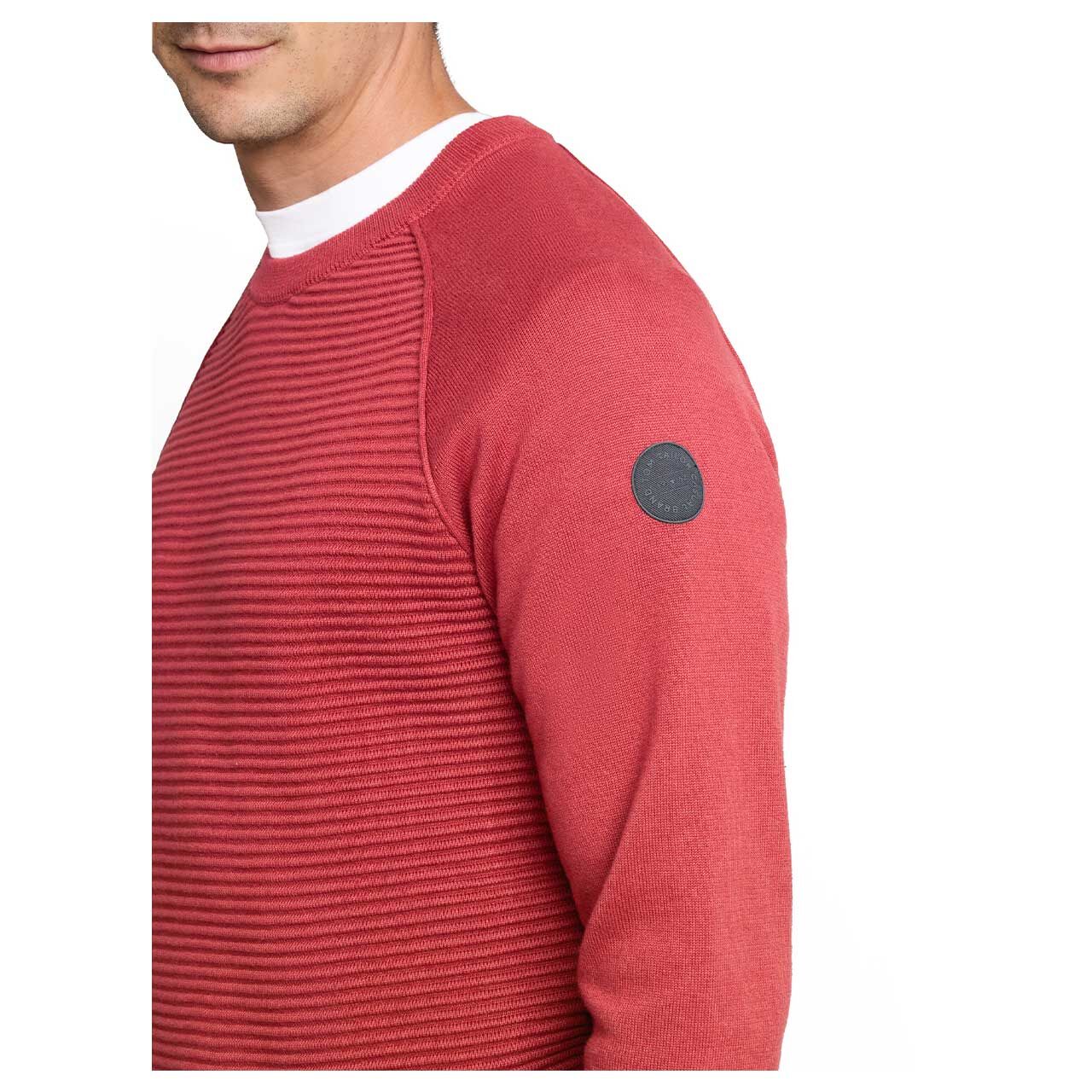 Herren Pullover Ottoman Structured Crew Neck von Tom Tailor in Dunkelrot, detaillierte Vorderansicht