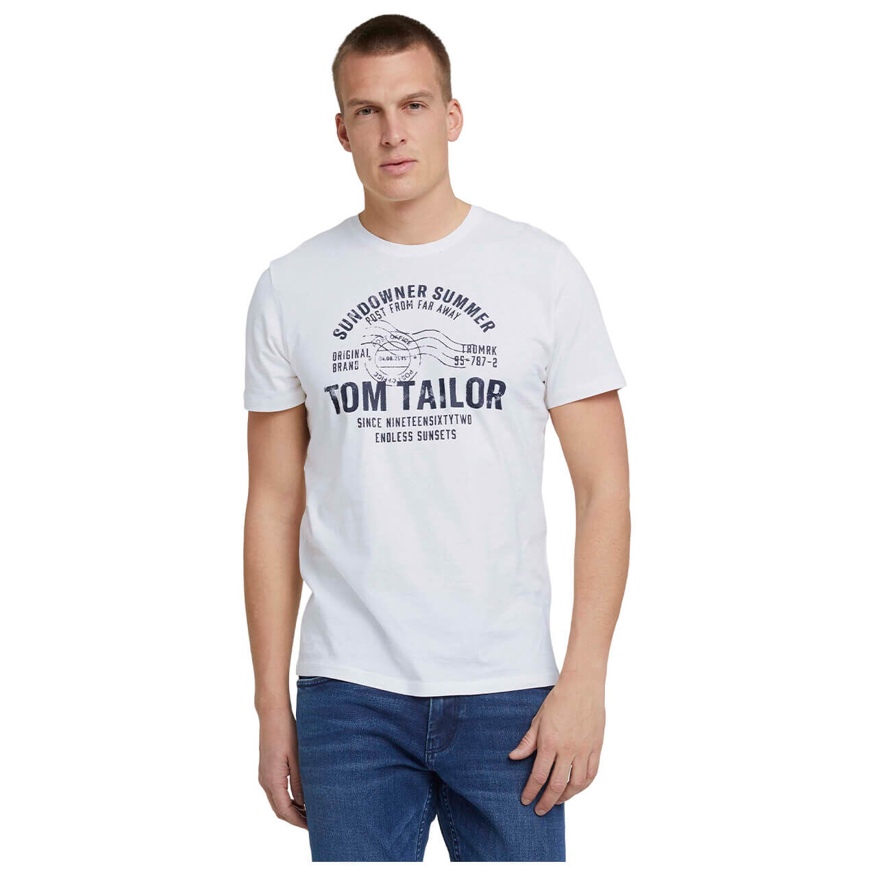 Tom Tailor T-Shirt für Herren in Weiß mit Print, FarbNr.: 10332