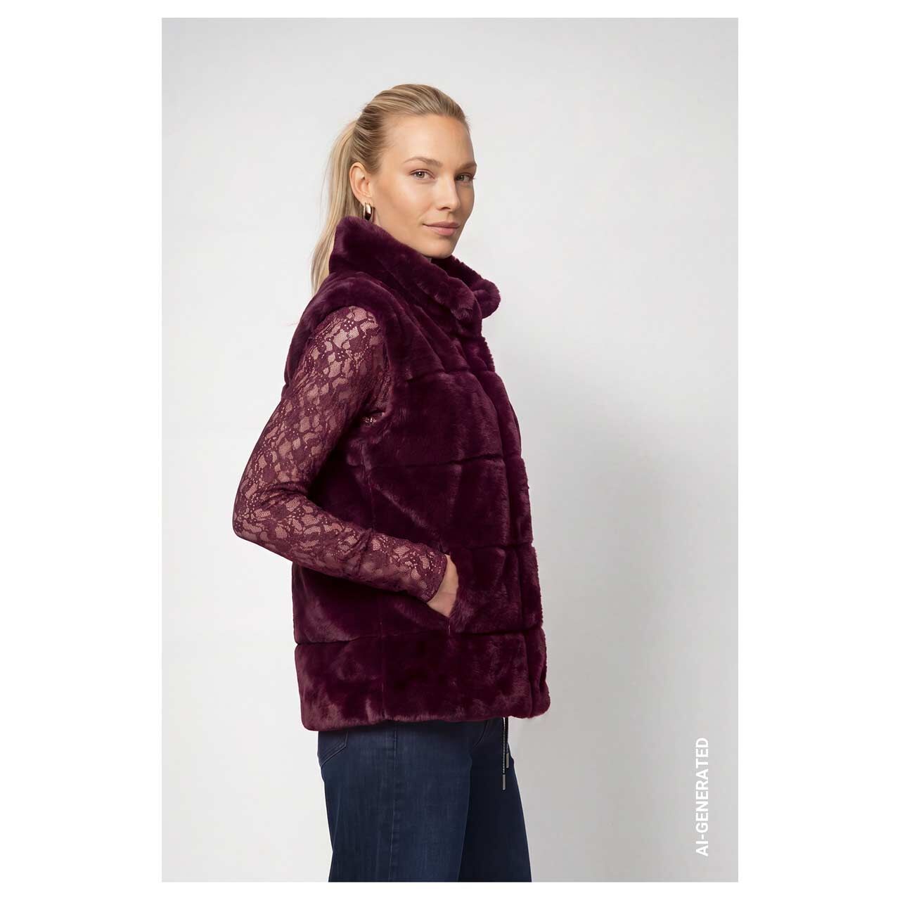 Damen Weste von Monari in Lila, Seitenansicht am Model
