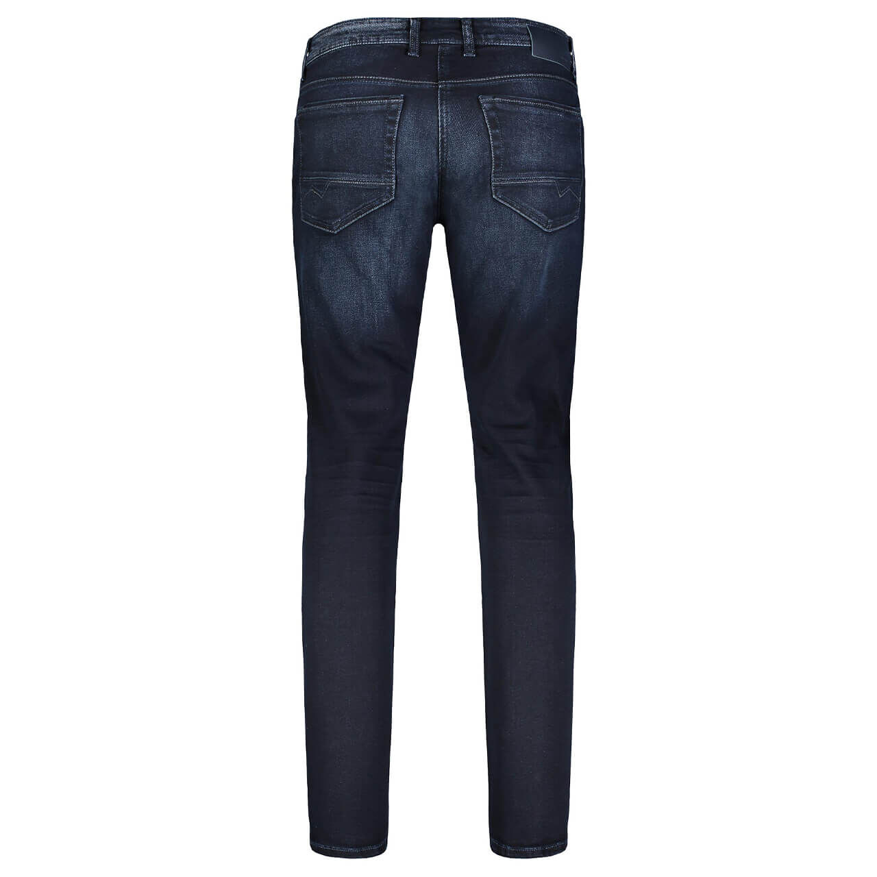 Stretch Herrenjeans Arne Pipe Flexx von MAC in Dunkelblau angewaschen, Rückansicht