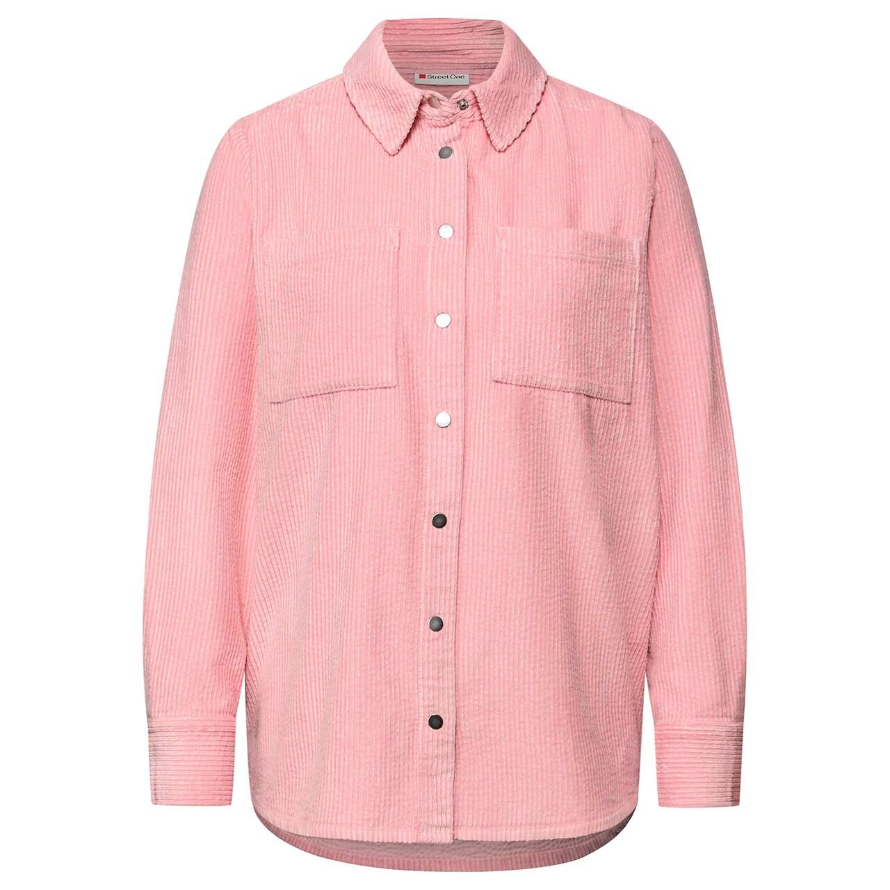 Street One Damen Langarm Cord Bluse Corduroy Shirtcollar powder pink