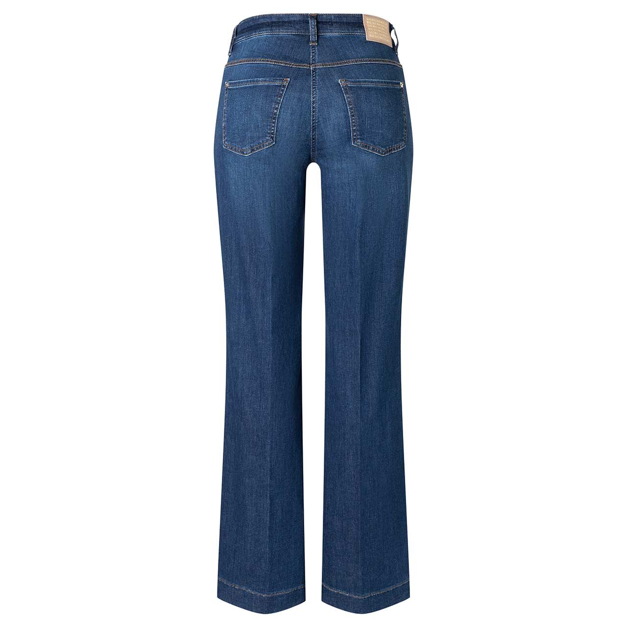 Stretch Damenjeans Wide von MAC in Dunkelblau angewaschen, Rückansicht