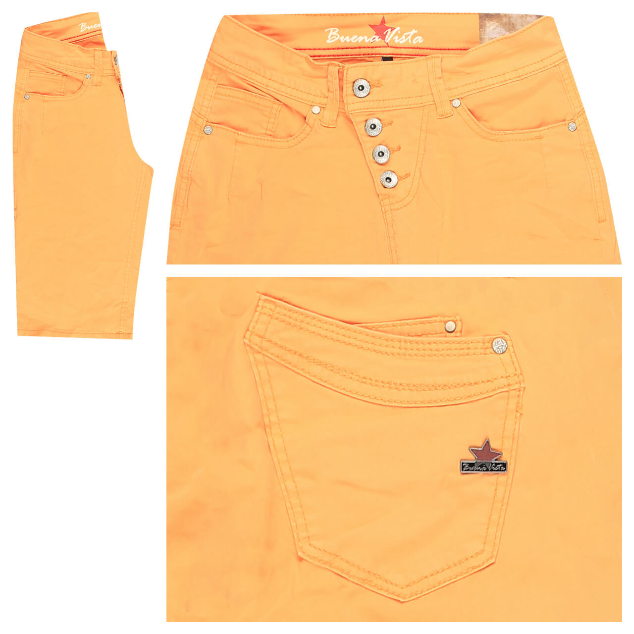 Buena Vista Malibu-Short Stretch Twill Baumwollhose für Damen in Orange, FarbNr.: 4330