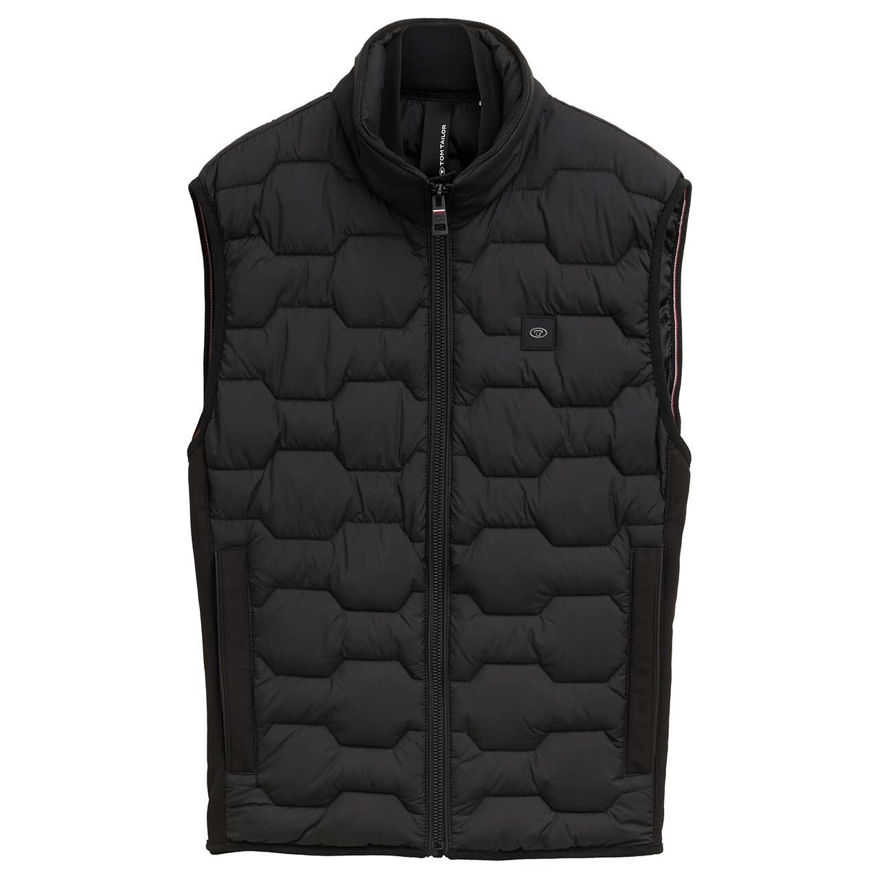 Tom Tailor Herren Weste Hybrid Vest grey black Tom Tailor Herren Weste Hybrid Vest grey black