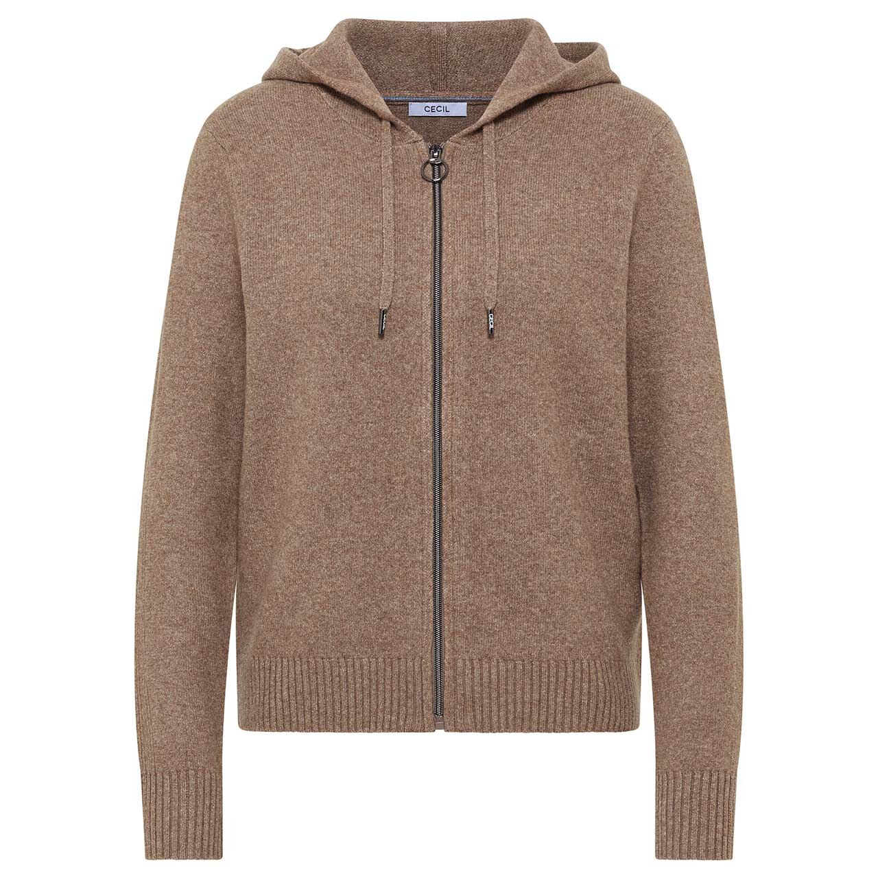 Cecil Damen Hoodie Strickjacke Cosy Zipper Cardigan urban taupe melange