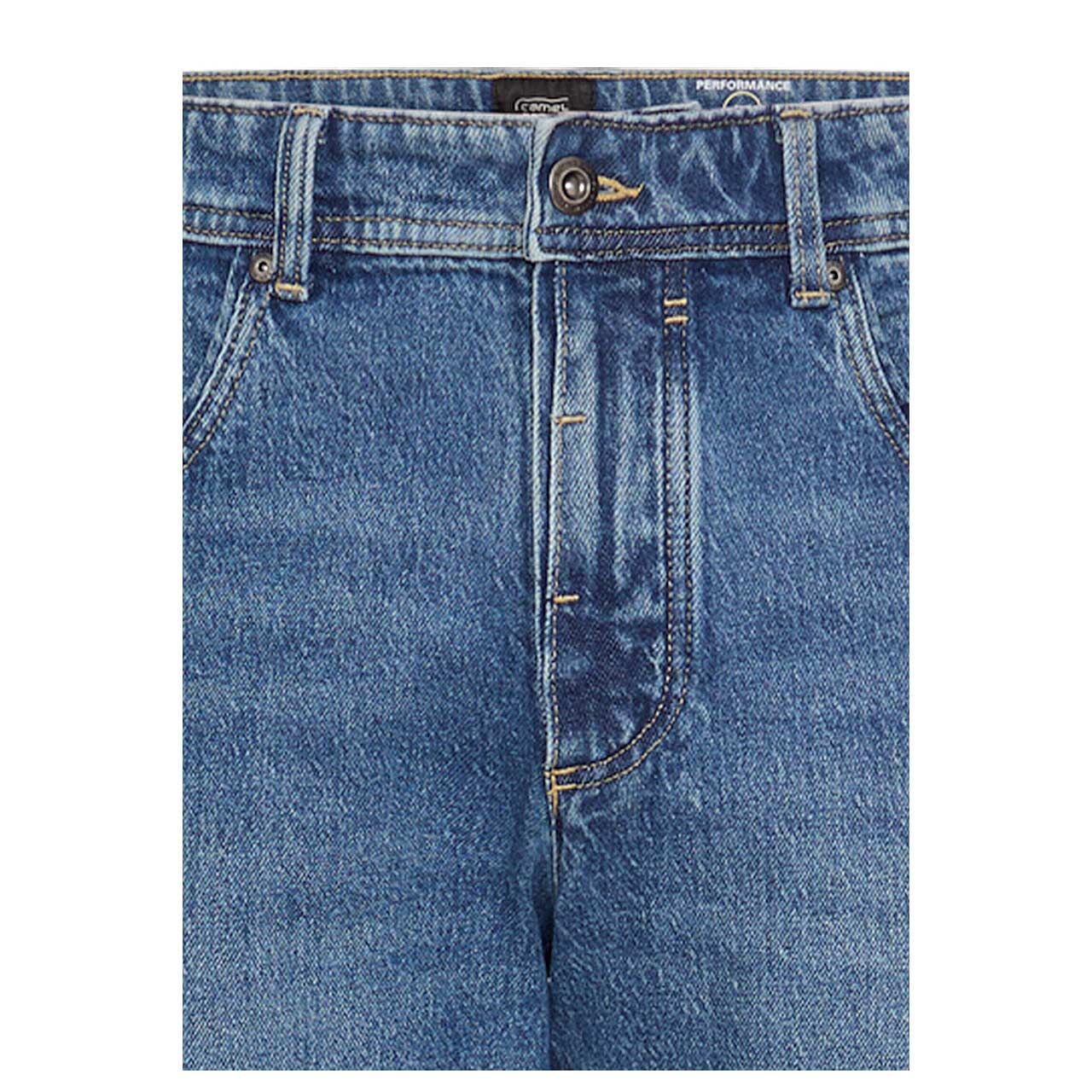 Stretch Herrenjeans Woodstock von Camel active in Blau angewaschen, detaillierte Vorderansicht