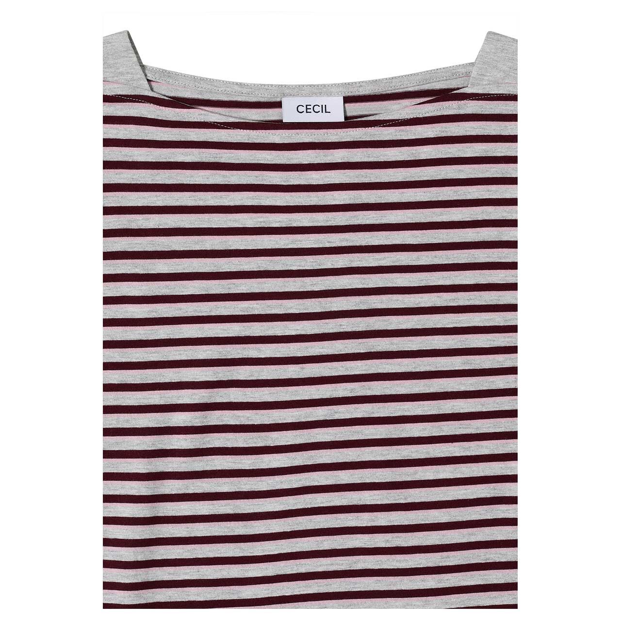 Cecil Damen 3/4 Arm Shirt Small Striped Boatneck light grey melange