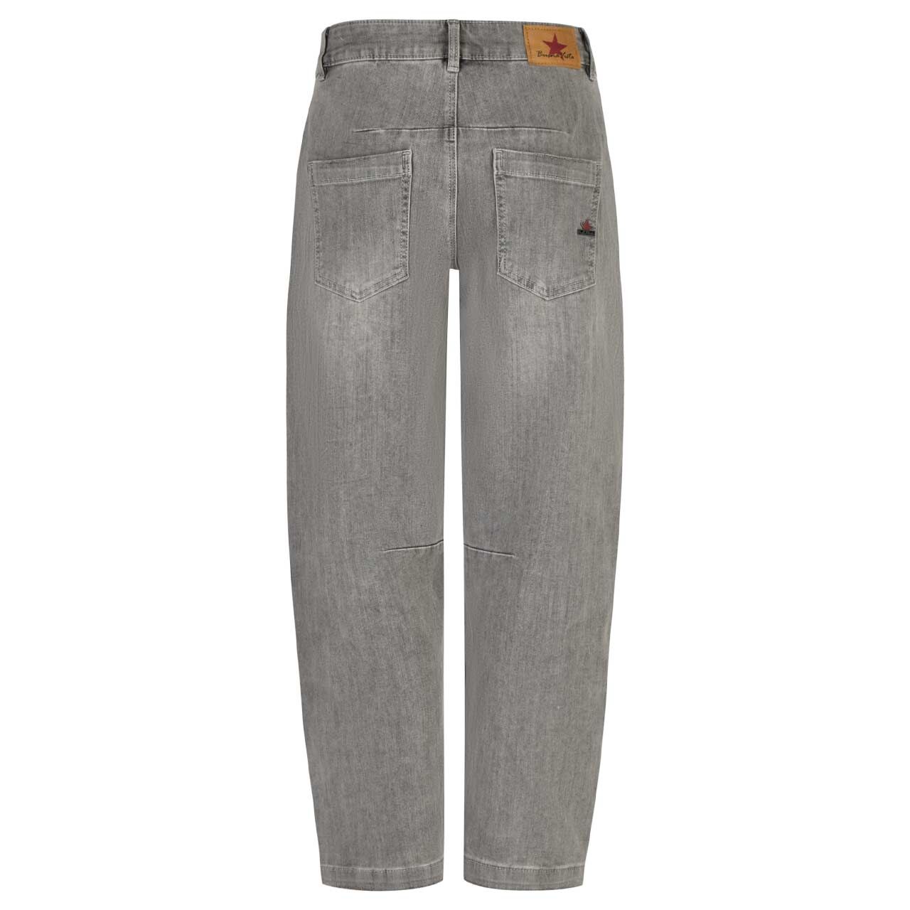 Damenjeans Barrel Worker 7/8 Stretch Denim von Buena Vista in Hellgrau mit Destroyed-Effekten, Rückansicht