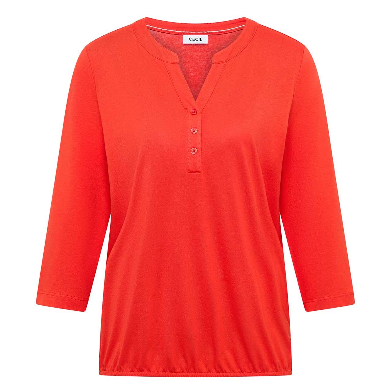 Cecil Damen 3/4 Arm Shirt Solid Button Tunic cherry tomato orange