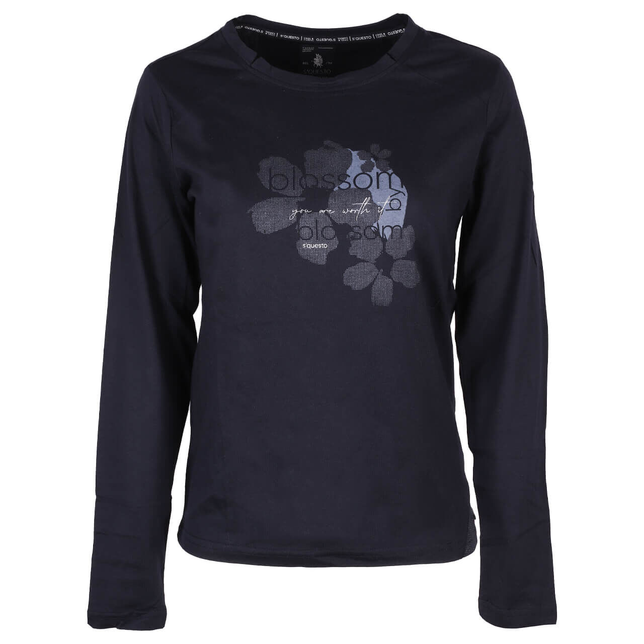 Soquesto Damen Langarm Shirt navy flower print