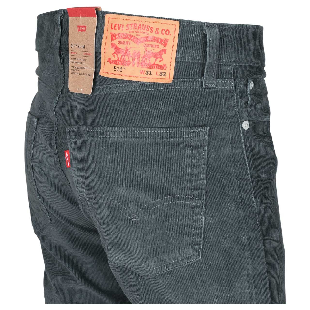 Herren Cordhose 511™ von Levi's® in Grau-Blau, detaillierte Rückansicht