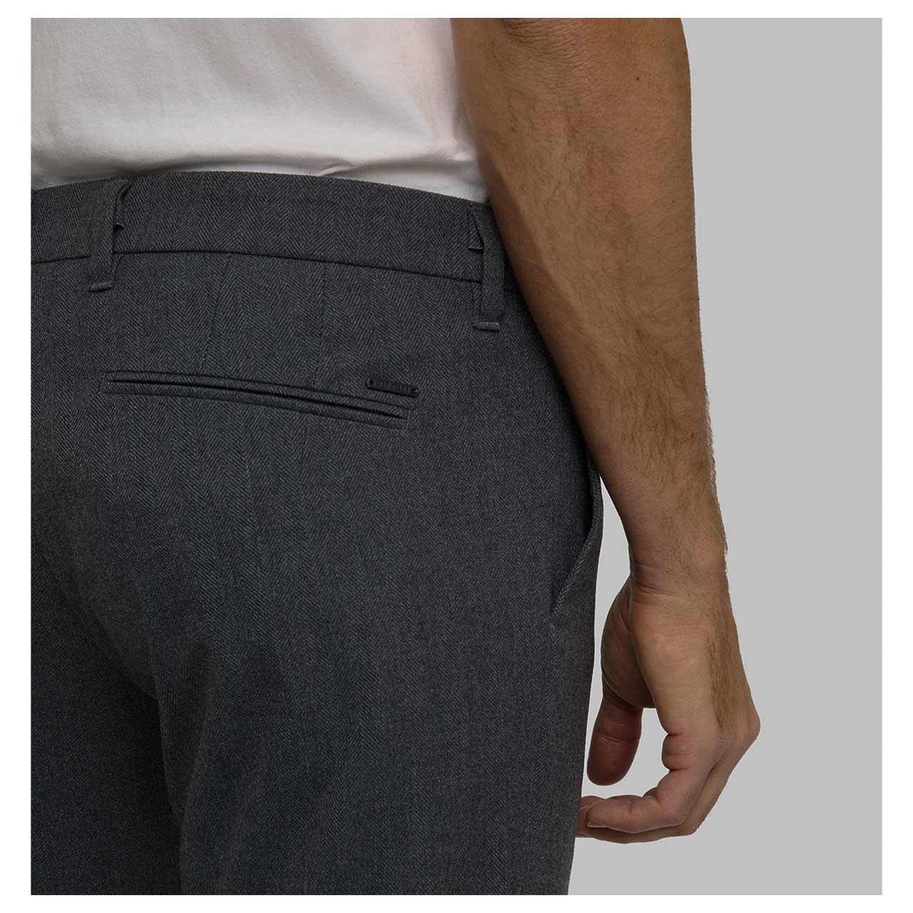 MAC Lennox Chinohose grey stone herringbone