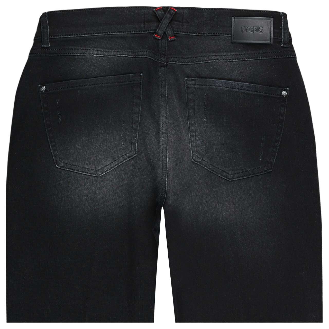 Damen Ankle Jeans Darleen Crop TU Fringe von Angels in Dunkelgrau angewaschen mit Destroyed-Effekten, detaillierte Rückansicht