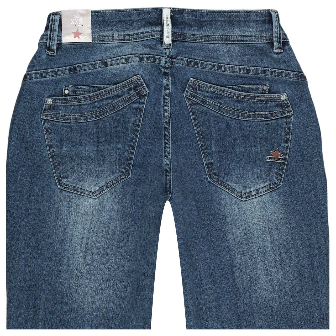 Stretch Damenjeans Malibu R 7/8 Straight Denim von Buena Vista in Blau verwaschen, detaillierte Rückansicht