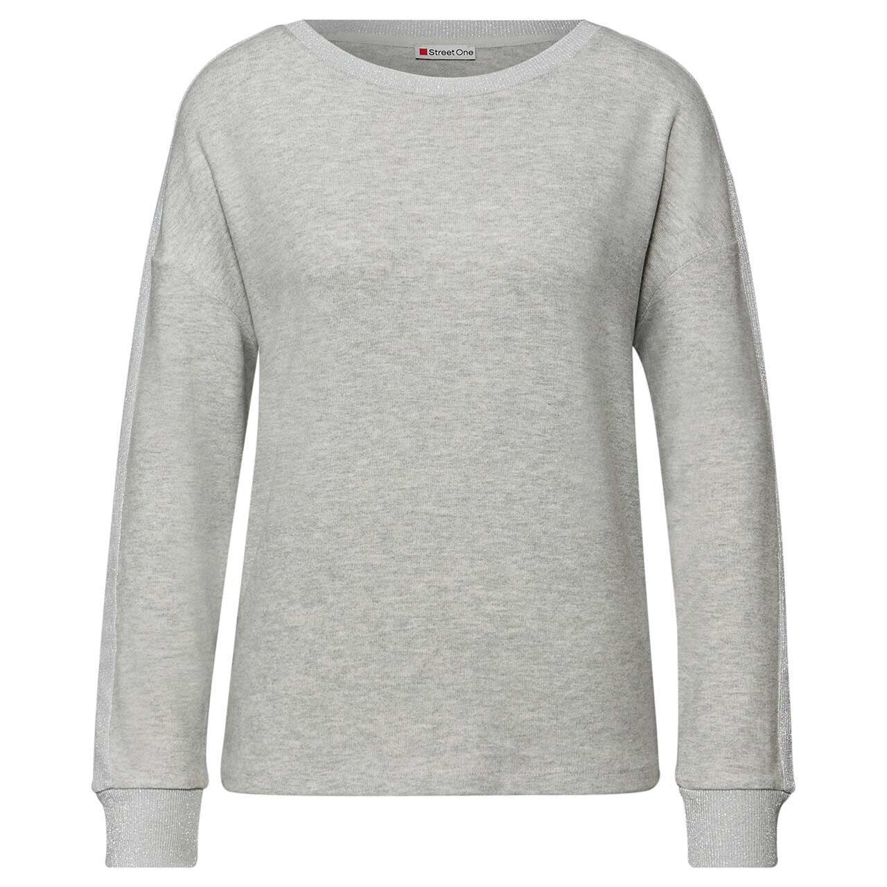 Street One Damen Langarm Shirt Soft Lurex pelican grey melange