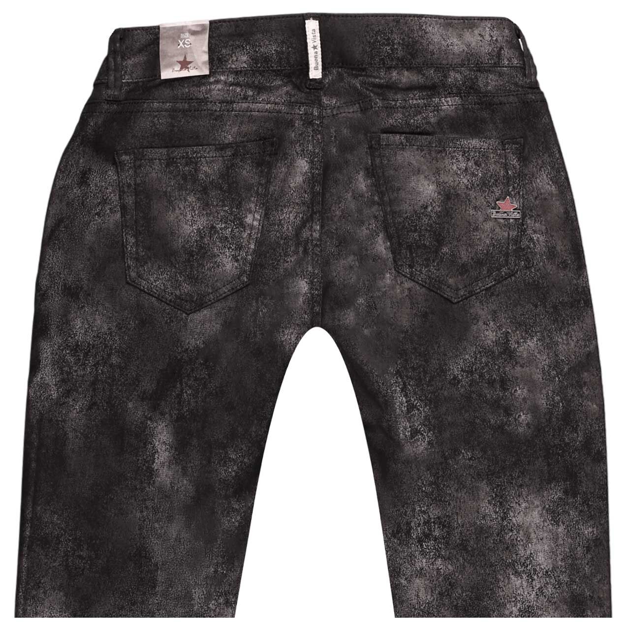 Stretch Damen Baumwollhose Italy V 7/8 Coated Twill von Buena Vista in Schwarz, detaillierte Rückansicht