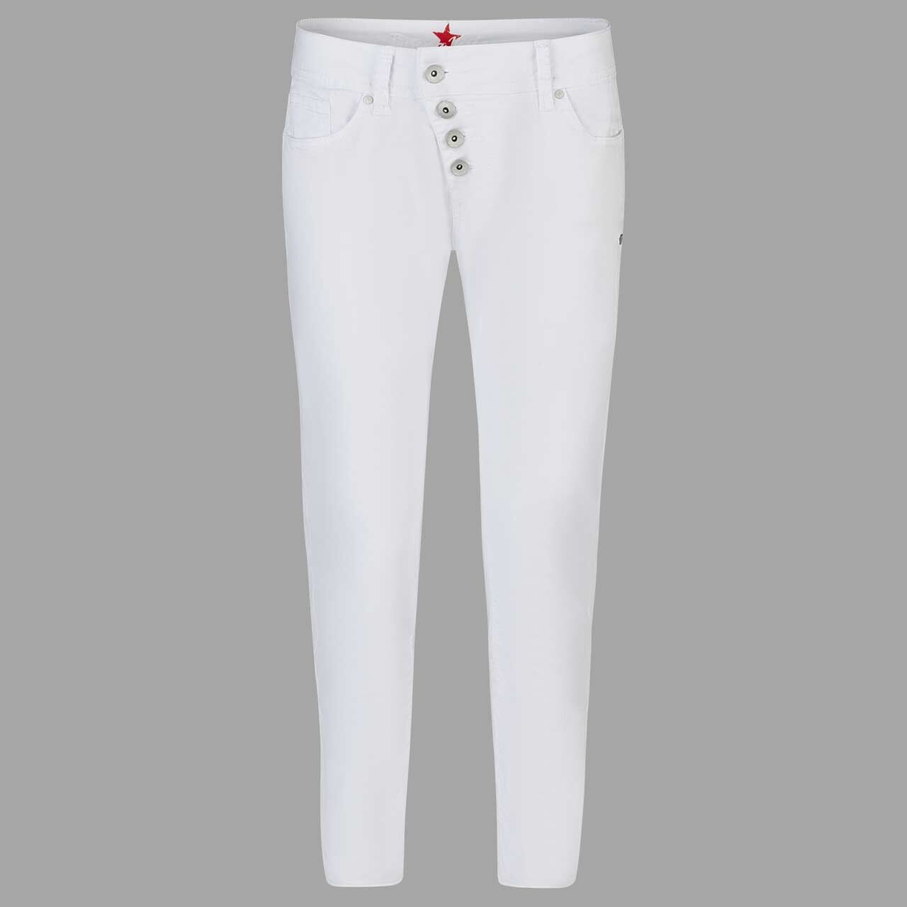 Stretch Twill Baumwollhose Malibu 7/8 von Buena Vista in Weiß, Vorderansicht