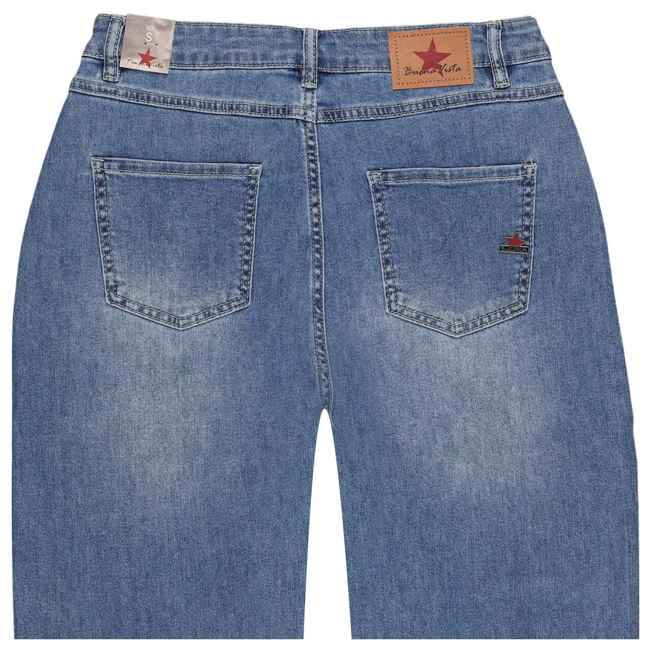 Damenjeans Ballon 7/8 Stretch Denim von Buena Vista in Blau angewaschen, detaillierte Rückansicht