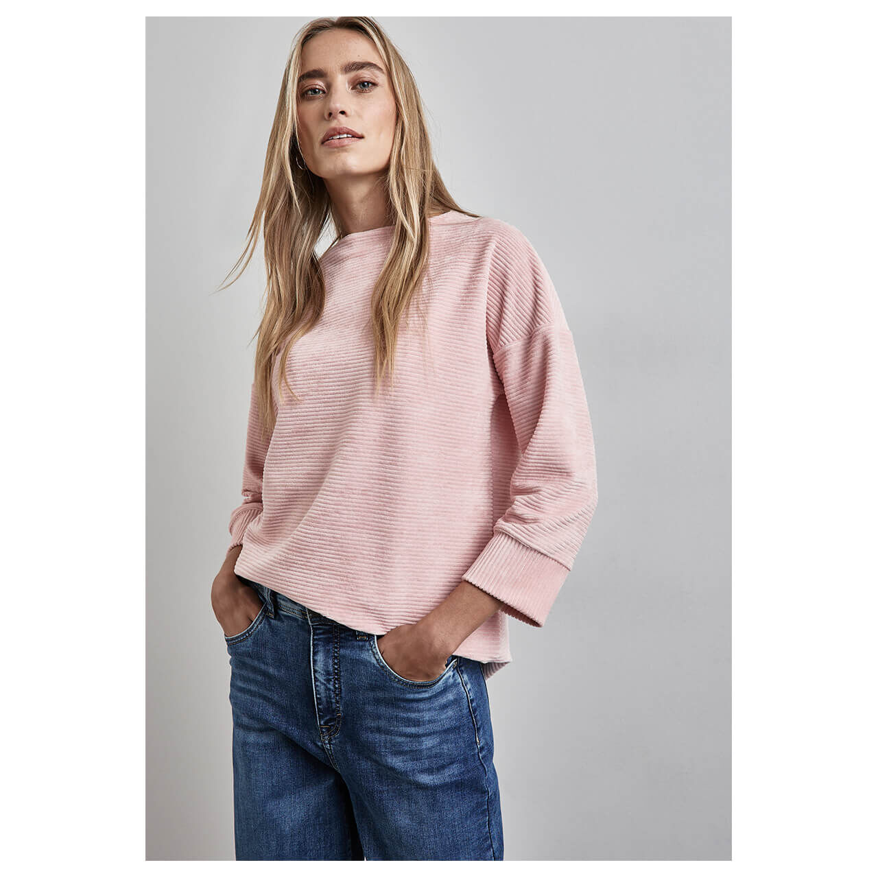 Street One Damen Shirt 3/4 Arm Pullover Big Cord Turtle Neck soft petal rose