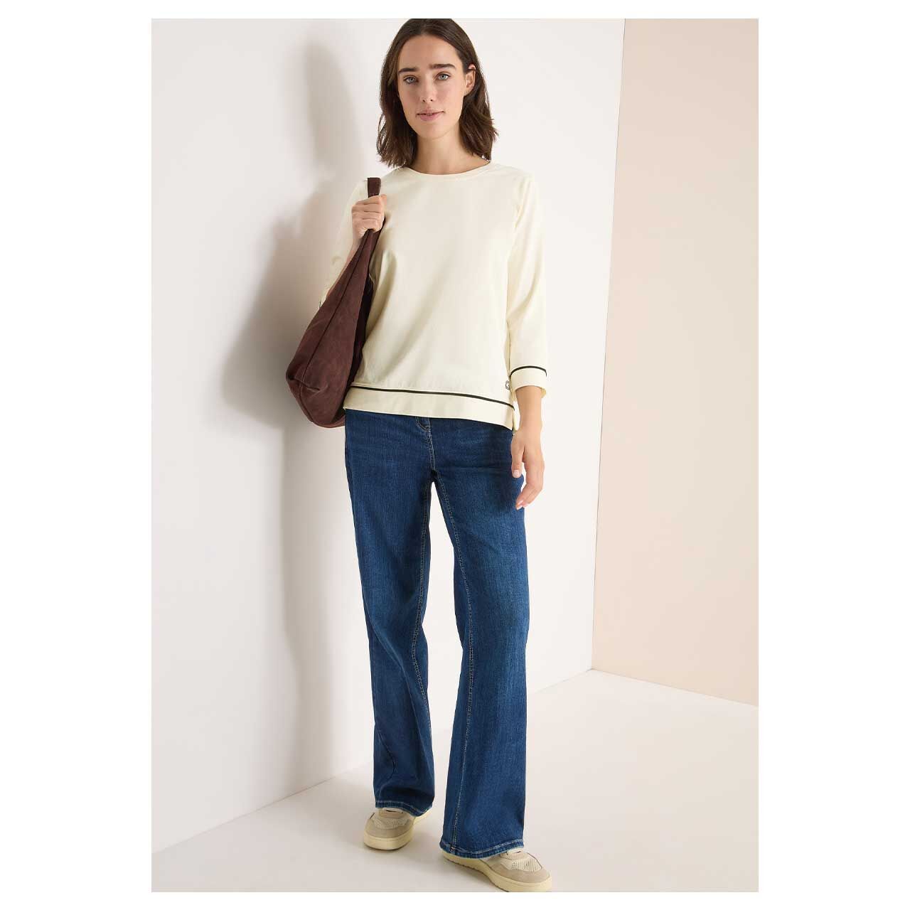 Damen 3/4 Arm Shirt von Cecil in Cremeweiß, Vorderansicht am Model