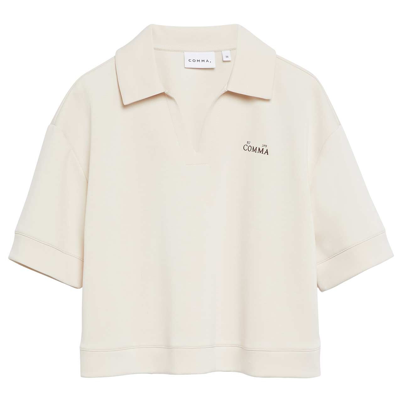 Comma Damen Poloshirt light beige placed artwork
