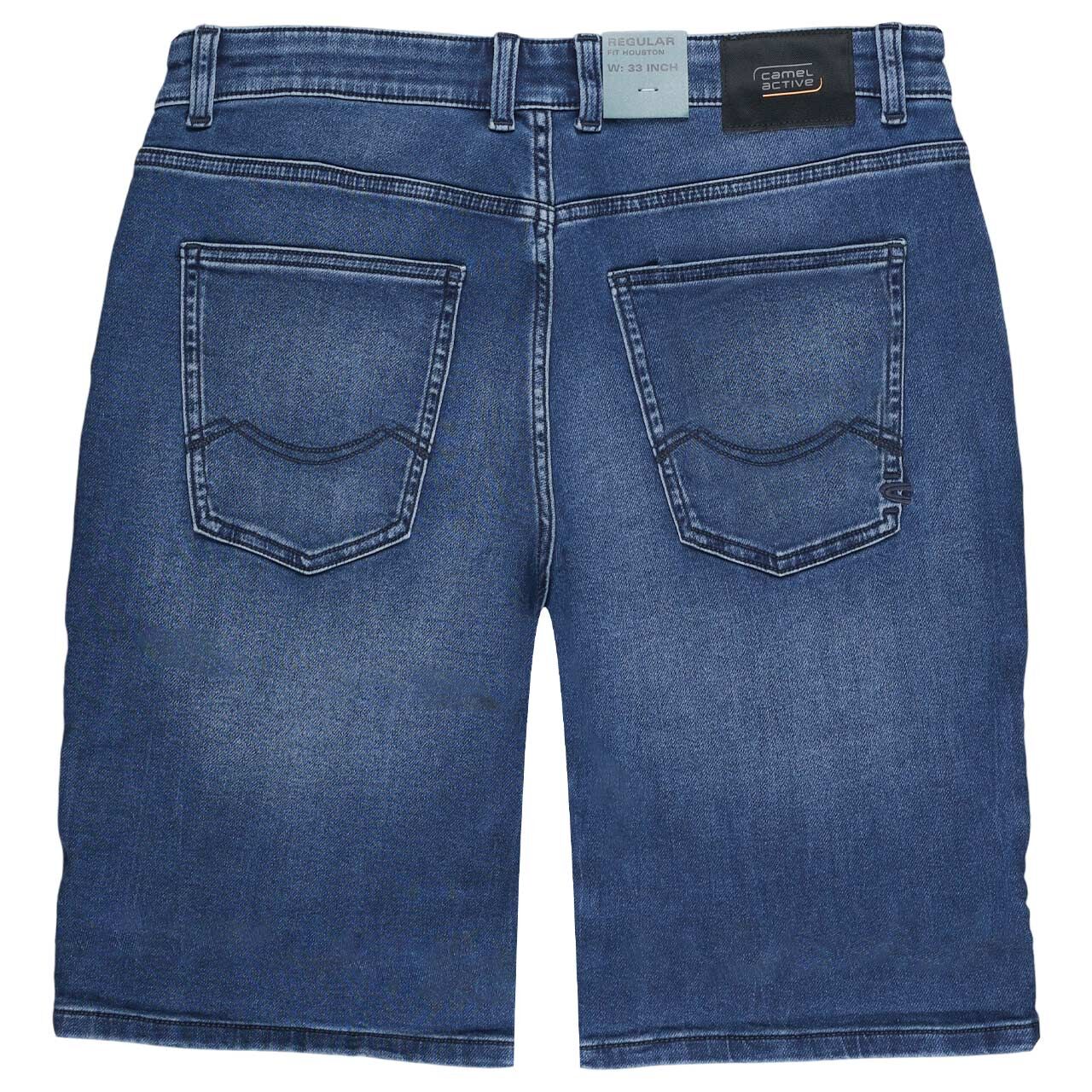 Stretch Herren Jeans Bermuda Houston fleXXX von Camel active in Dunkelblau angewaschen mit der Farbnummer 46, Rückansicht