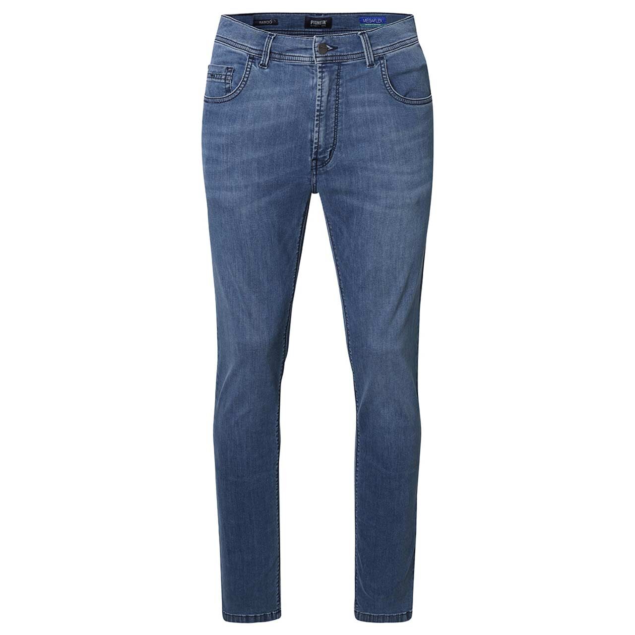 Stretch Herrenjeans Rando Megaflex in Blau angewaschen, Vorderansicht