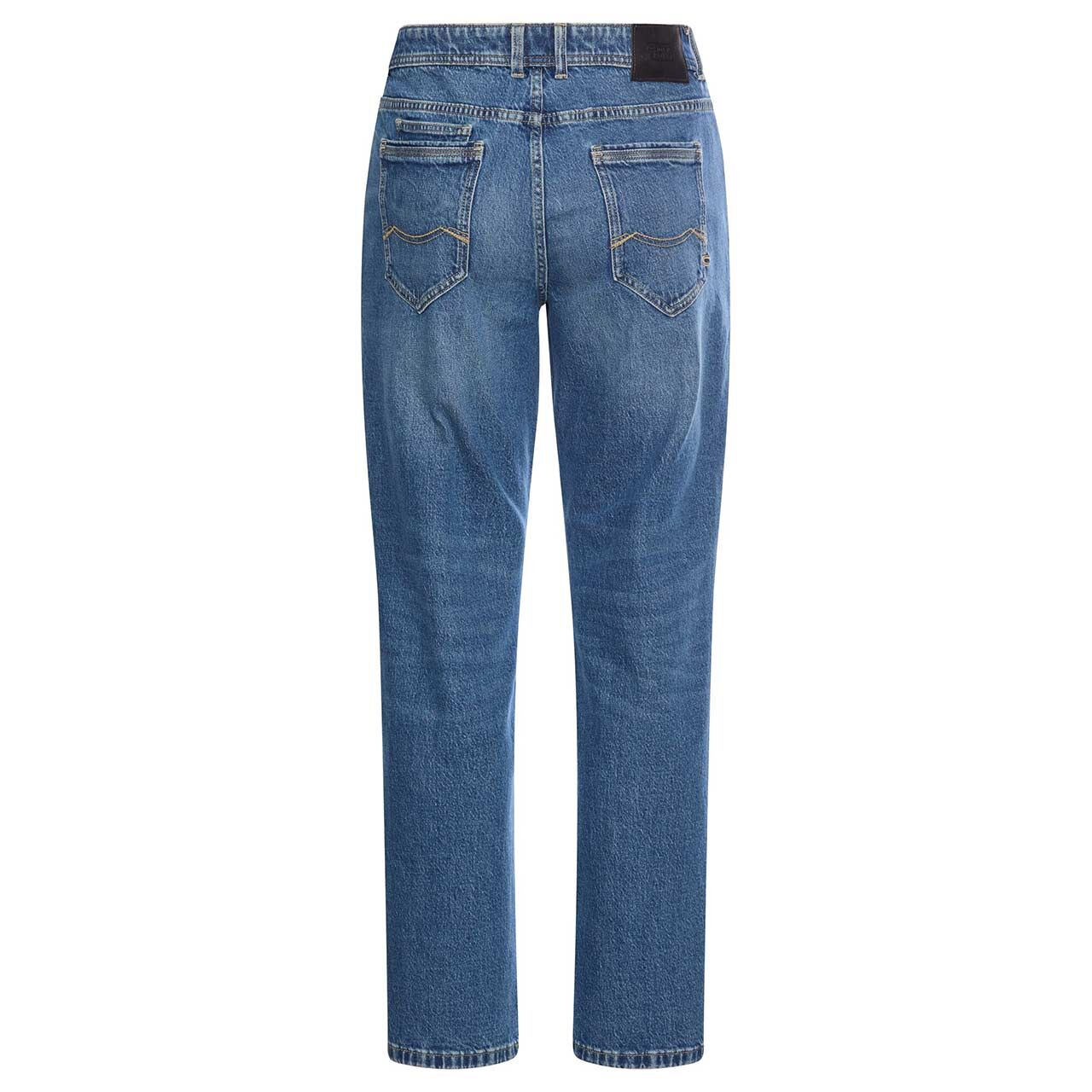 Stretch Herrenjeans Woodstock von Camel active in Blau angewaschen, Rückansicht