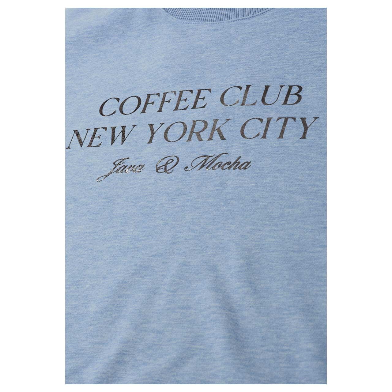 Street One Damen Kurzarm Sweatshirt Short Boxy Crewneck northern blue melange