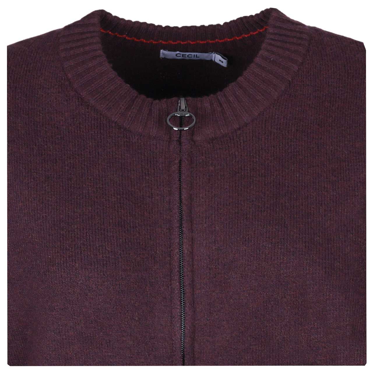 Damen Strickjacke Cosy Zipper Cardigan von Cecil in Lila meliert, detaillierte Vorderansicht
