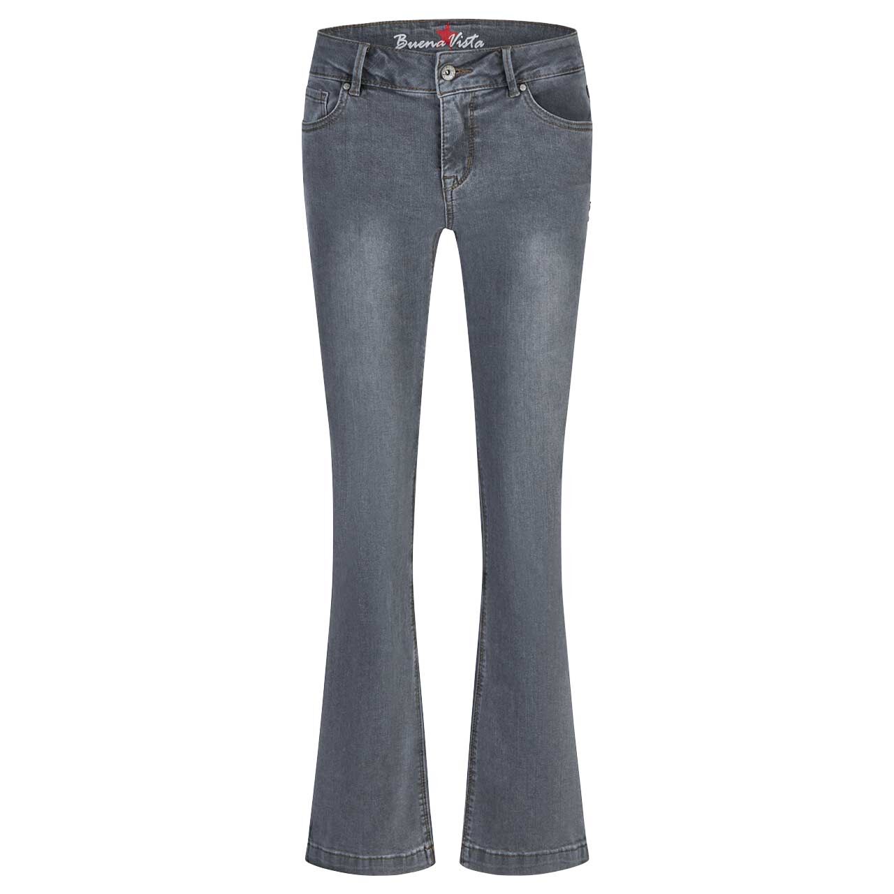 Damenjeans Italy Bootcut-B Stretch Denim in Grau angewaschen, Vorderansicht