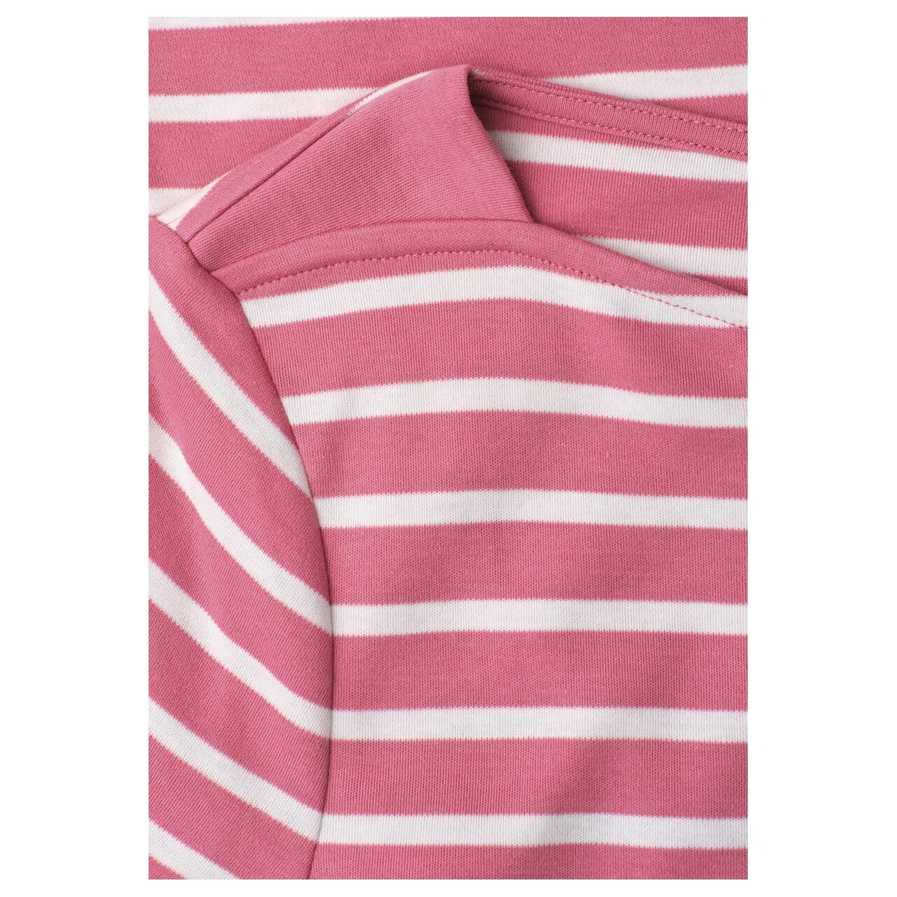 Damen T-Shirt Basic U-Boat von Street One in Pink gestreift, detaillierte Vorderansicht Ärmel