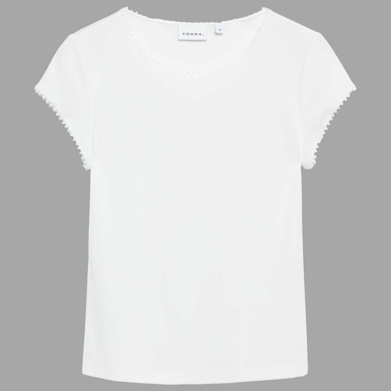 Comma Damen T-Shirt white scalloped edges