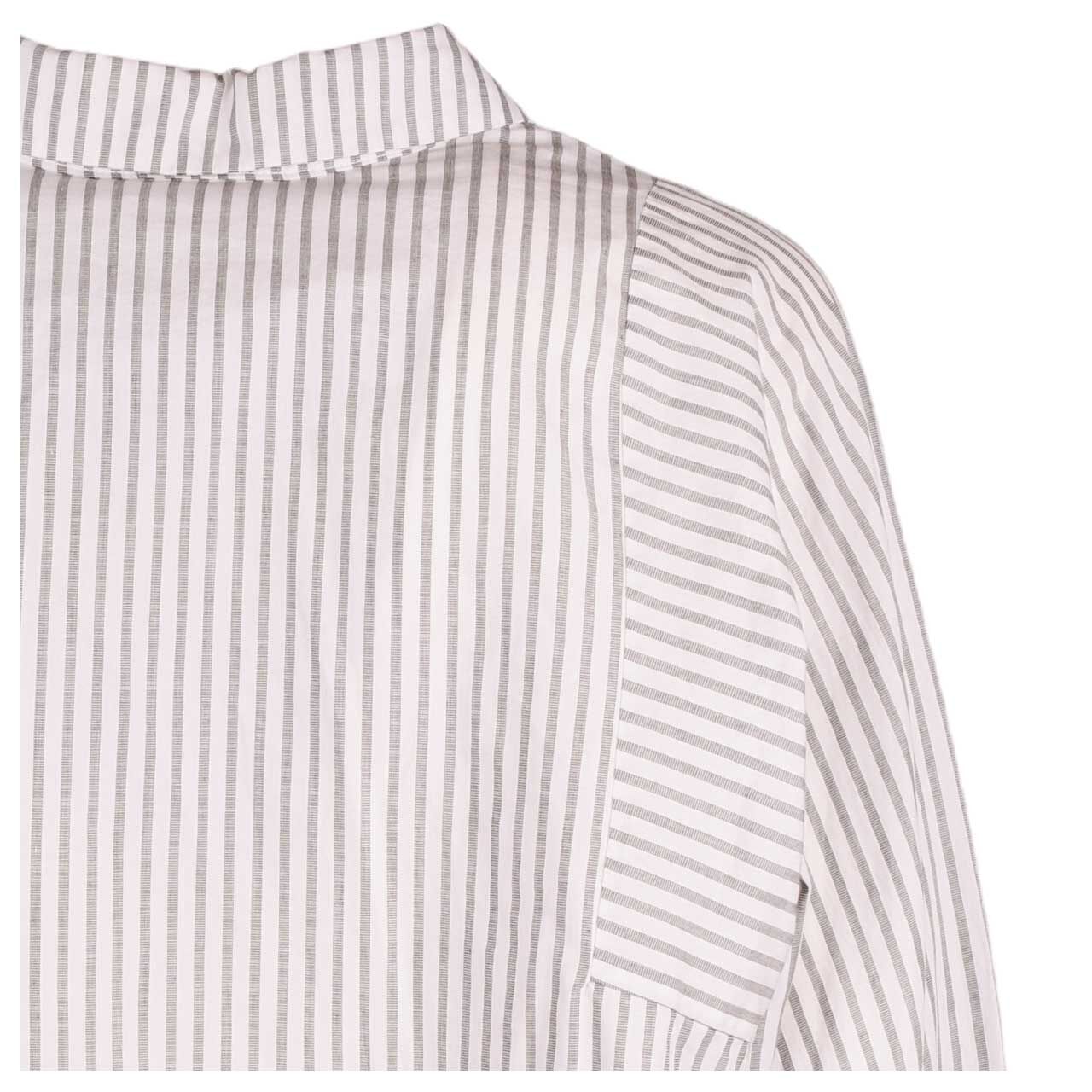 Damen Langarm Bluse von Comma in Grau gestreift, detaillierte Rückansicht