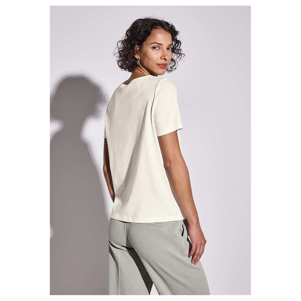 Street One Damen T-Shirt Basic Partprint off white