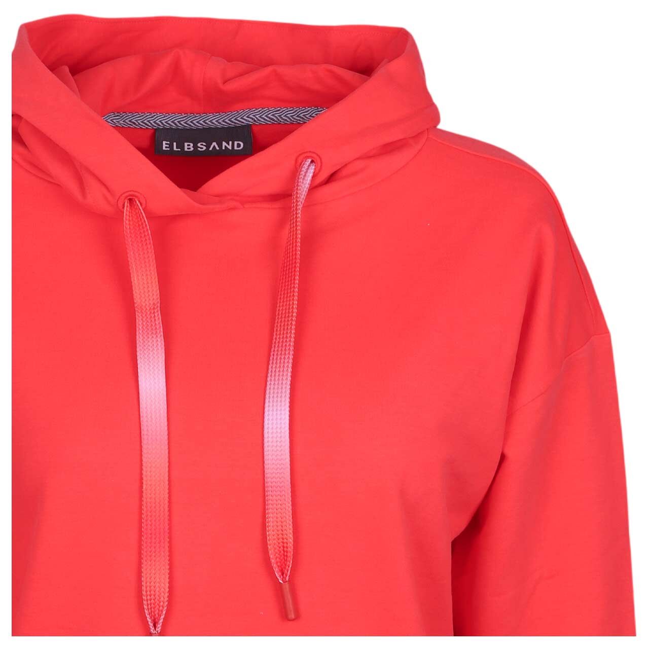Damen Hoodie Sweatshirt Ela von Elbsand in Rot mit Print, detaillierte Vorderansicht