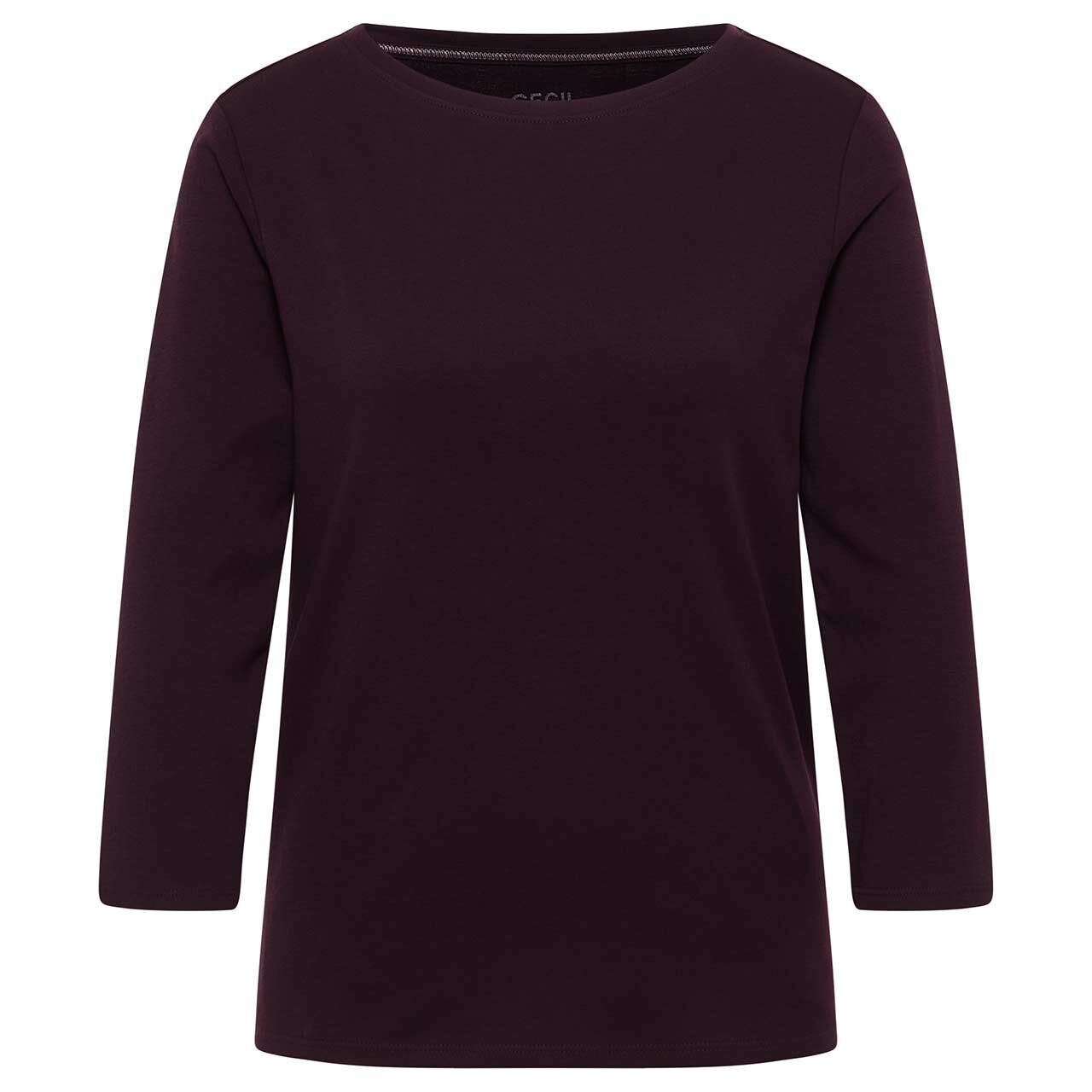 Cecil Damen 3/4 Arm Shirt Basic Boatneck eggplant red