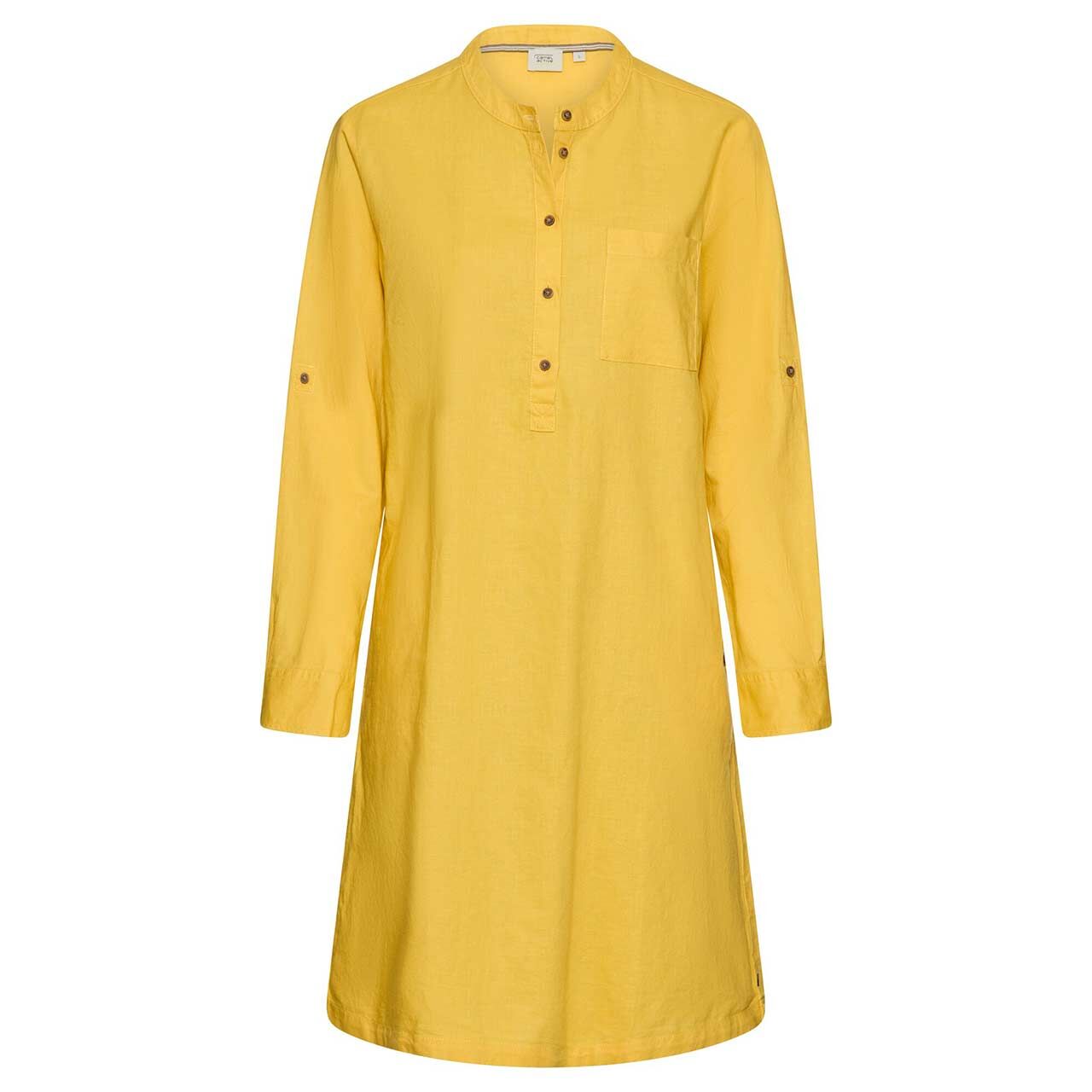 Camel active Damen Langarm Leinen Kleid yellow