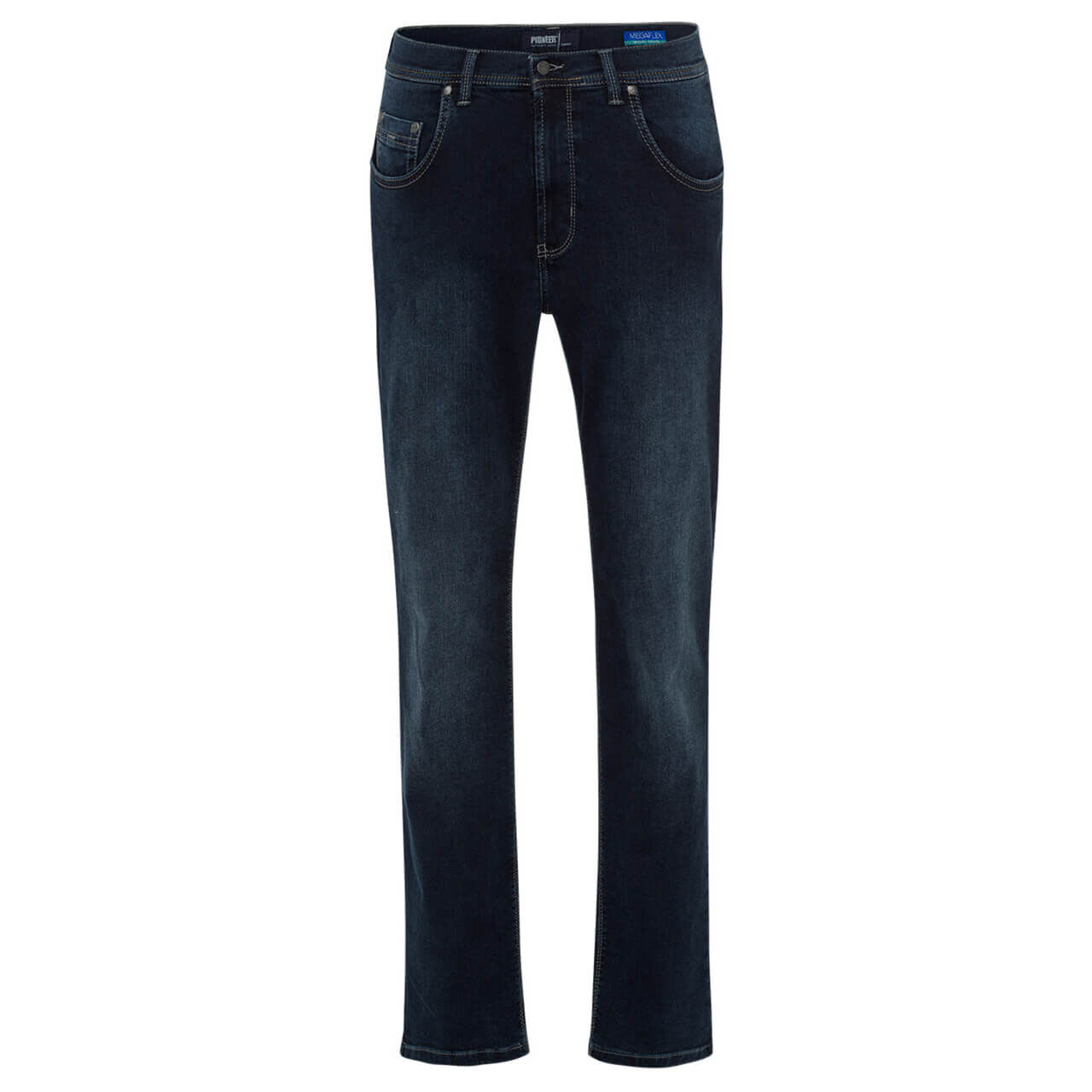 Stretch Herrenjeans Rando Megaflex in Dunkelblau angewaschen von Pioneer, Vorderansicht