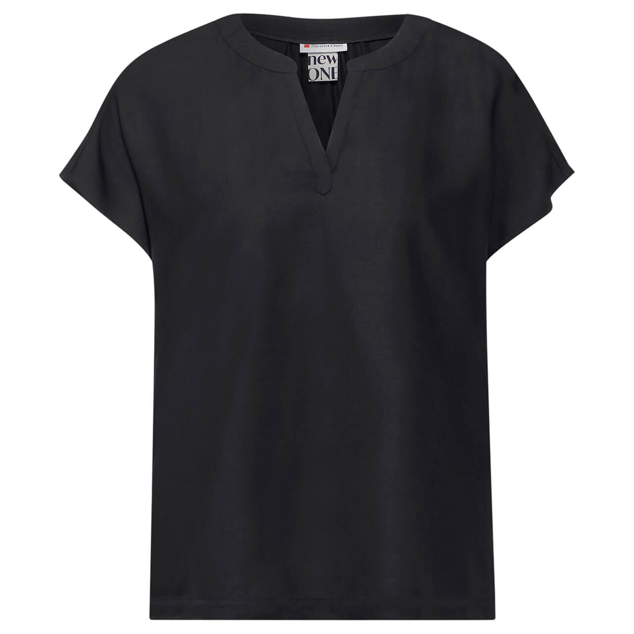 Street One Damen Kurzarm Bluse Splitneck black Street One Damen Kurzarm Bluse Splitneck black