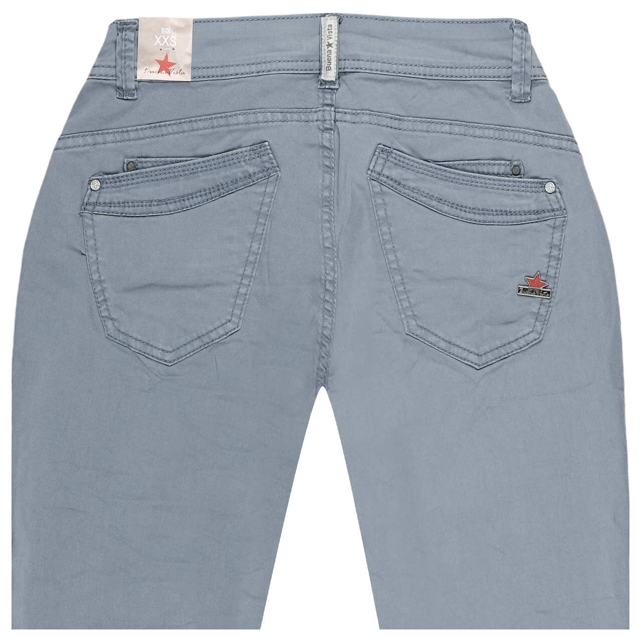 Damen Ankle Baumwollhose Malibu Cropped Stretch Twill von Buena Vista in Rauchblau, Rückansicht