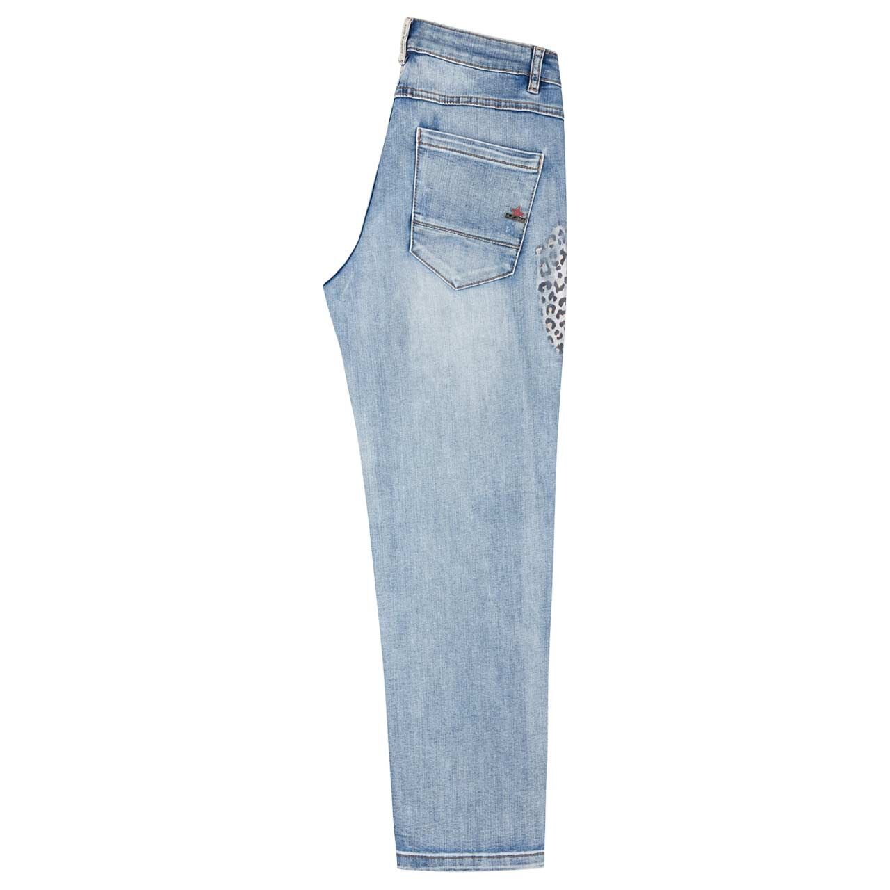 Damenjeans Anna C 7/8 Straight Stretch Denim von Buena Vista in Hellblau mit Used-Effekten, Seitenansicht
