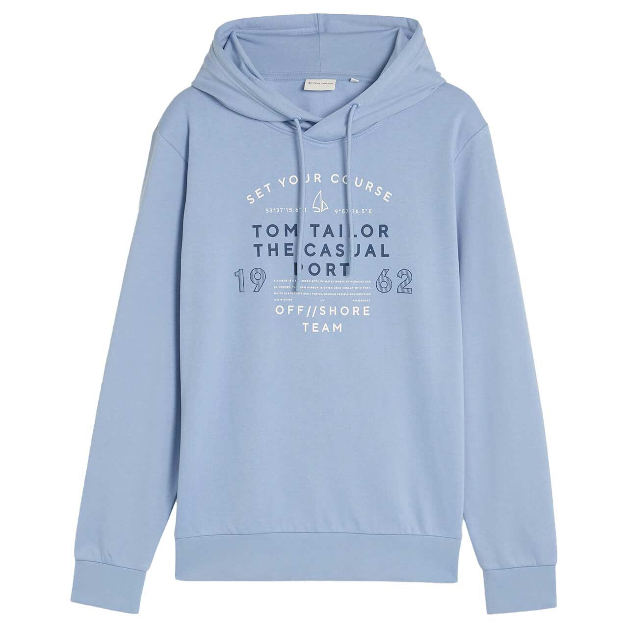 Tom Tailor Herren Hoodie Sweatshirt pale blue print