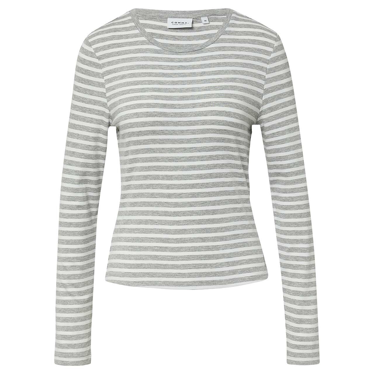 Comma Damen Langarm Shirt grey white stripes