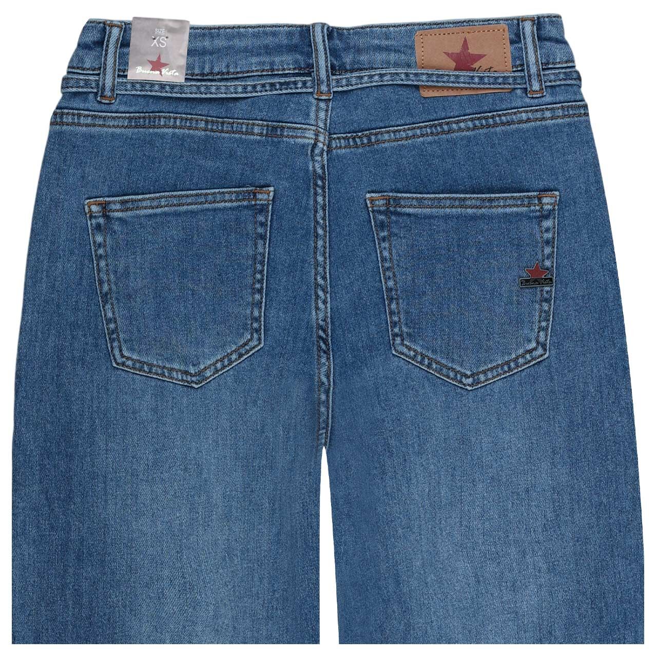 Damenjeans Wide Leg-L Stretch Denim von Buena Vista in Blau angewaschen, detaillierte Rückansicht