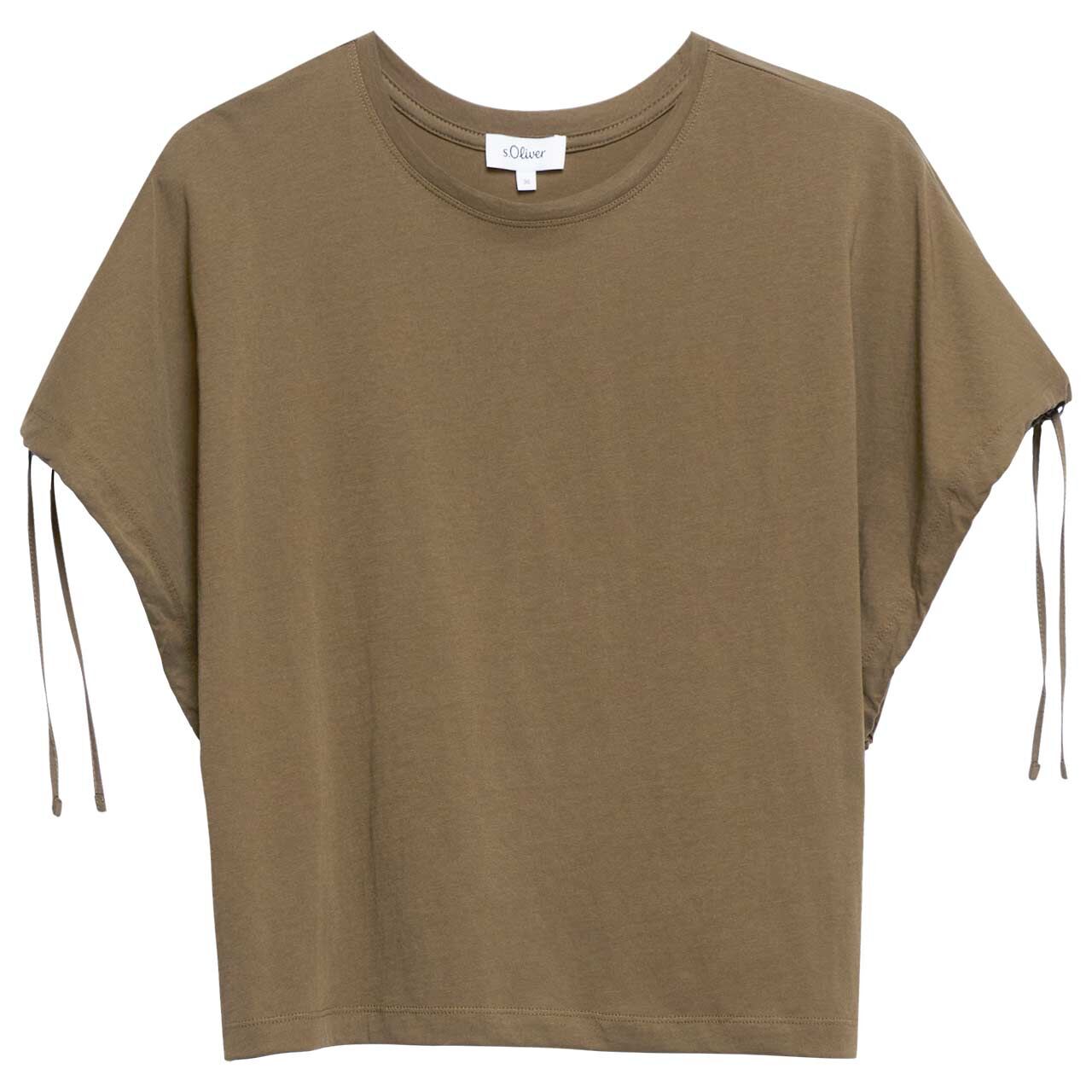 s.Oliver Damen T-Shirt teak brown tie detail