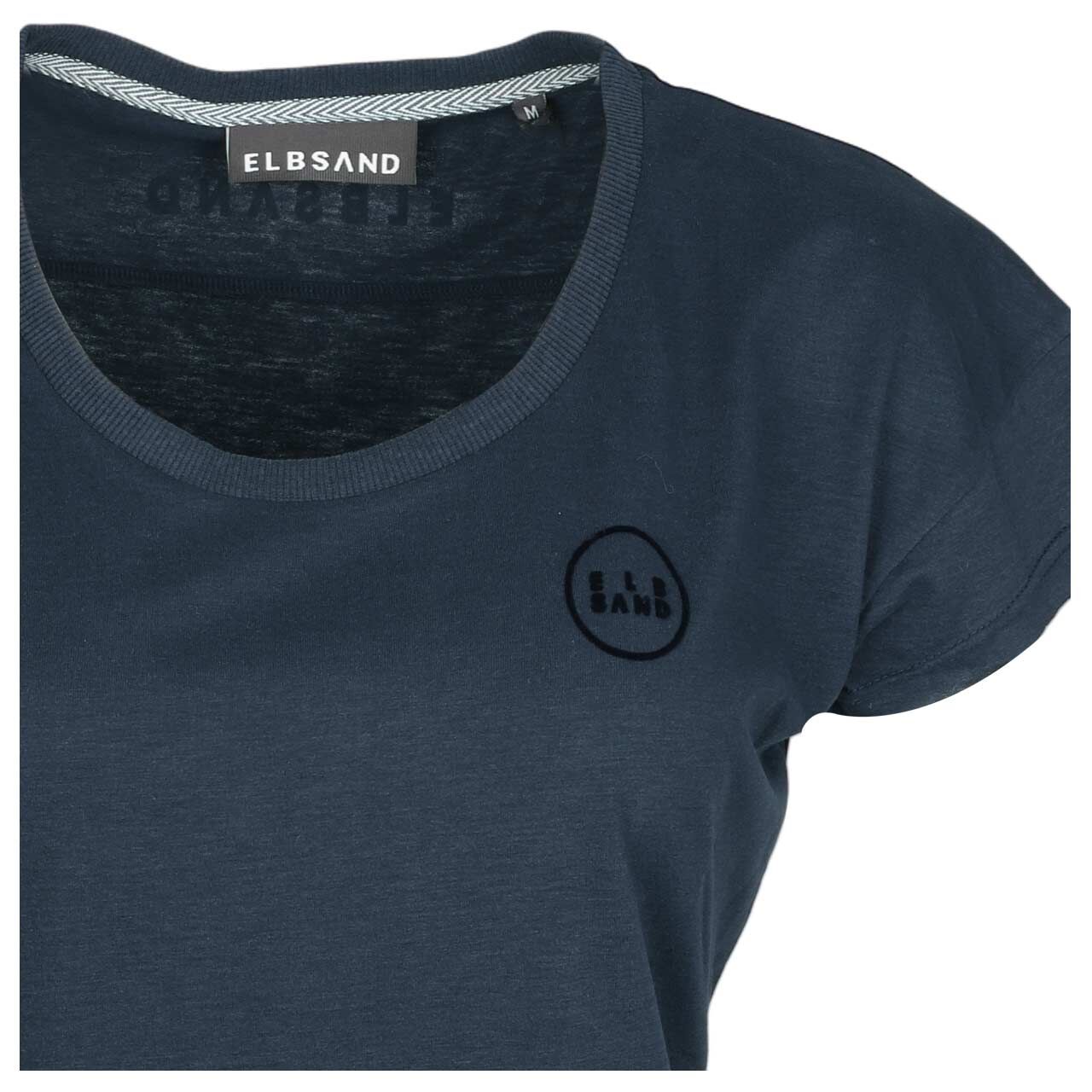 Damen T-Shirt Ragne von Elbsand in Dunkelblau mit Print, detaillierte Vorderansicht